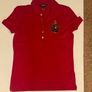 BLACK LABEL Ralph Lauren WOMEN Red Polo with Embroidered Crest